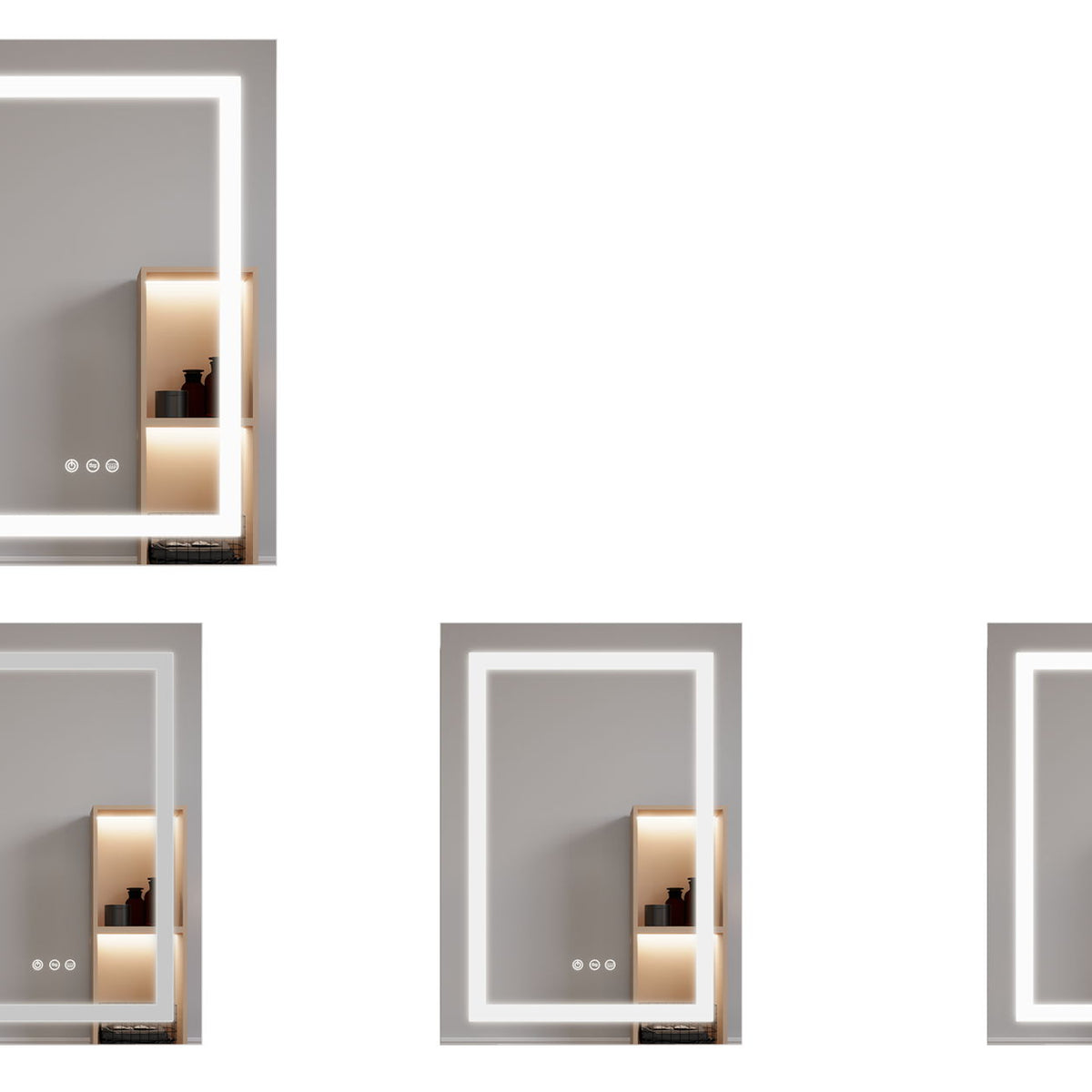 Bathroom Medicine Cabinet With LED Mirror, Anti-Fog, Waterproof, 3000K~6000K Single Door Lighted Bathroom Cabinet With Touch Swich