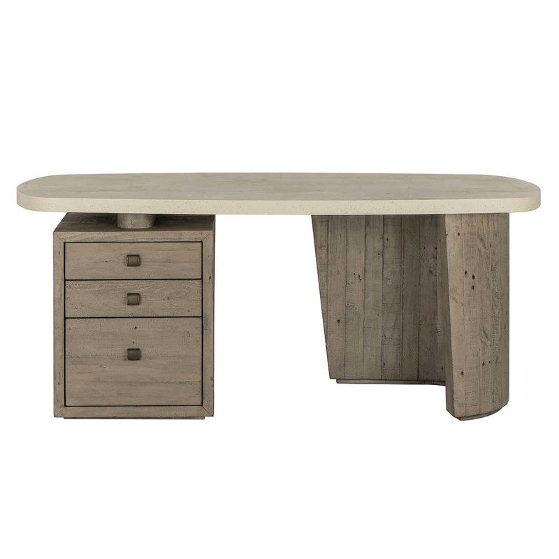 Angus - Solid Wood Desk - Antique White / Distressed Gray