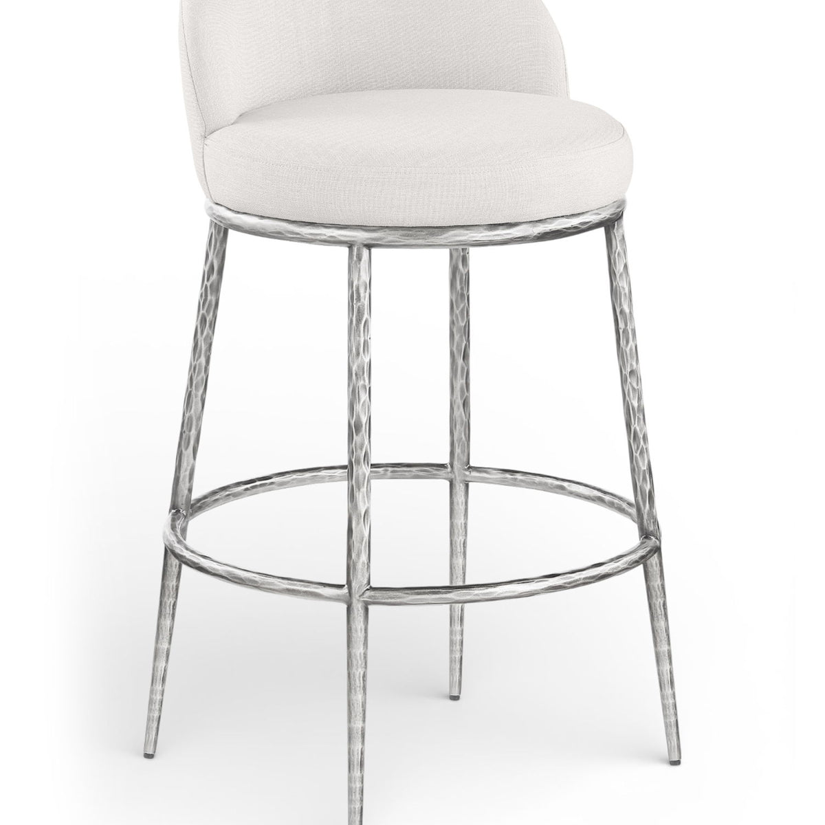 Ferro - Performance Fabric Upholstered Bar Stool - Antique Silver