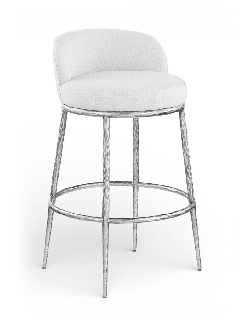 Ferro - Performance Fabric Upholstered Bar Stool - Antique Silver