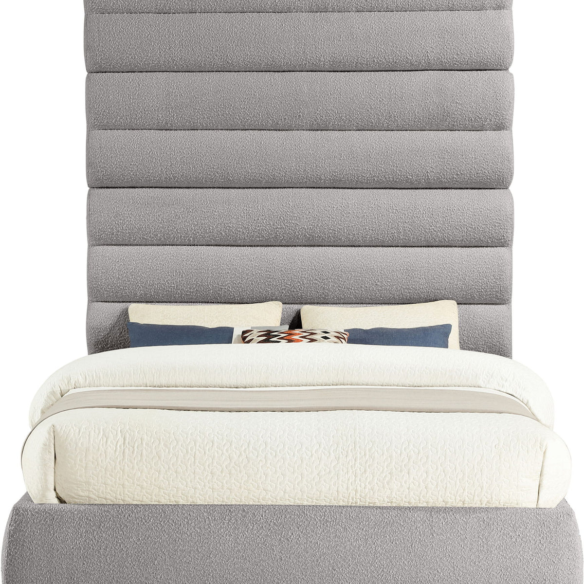 Adam - Boucle Fabric Bed With 89" Headboard