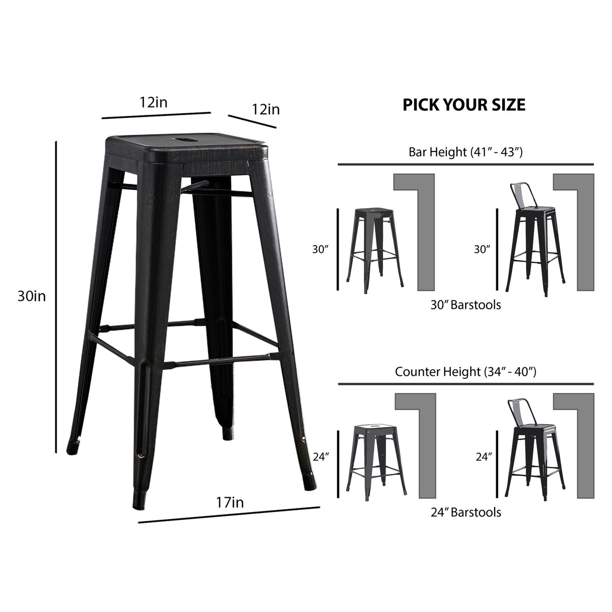 Backless Bar Stools (Set of 2) - Black