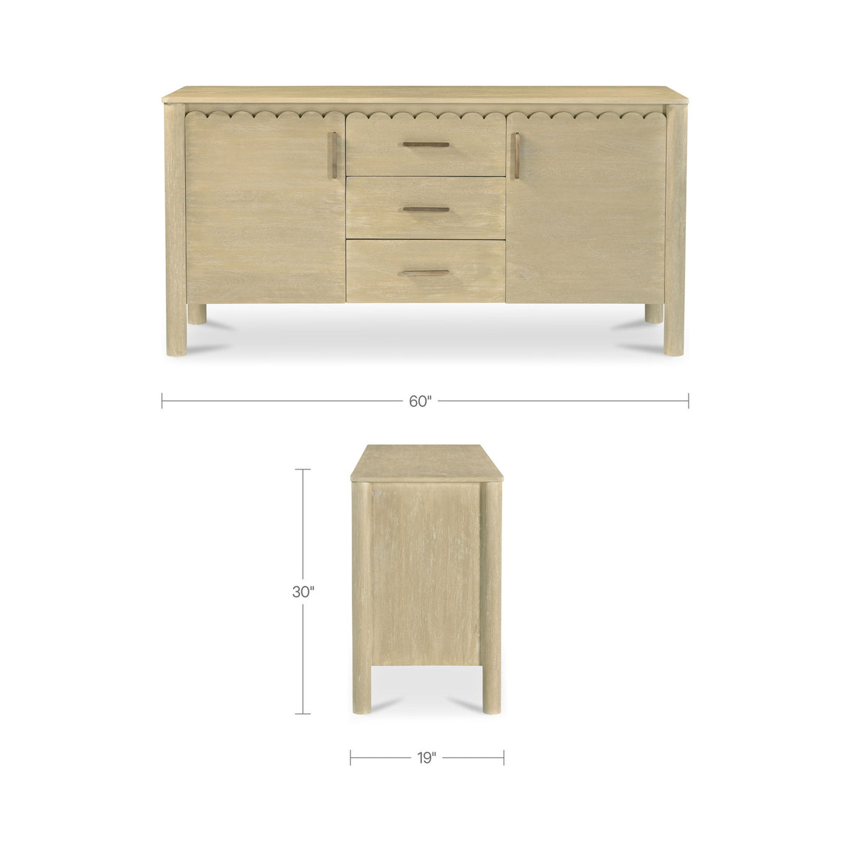 Wiley - 3 Drawer Sideboard - Natural