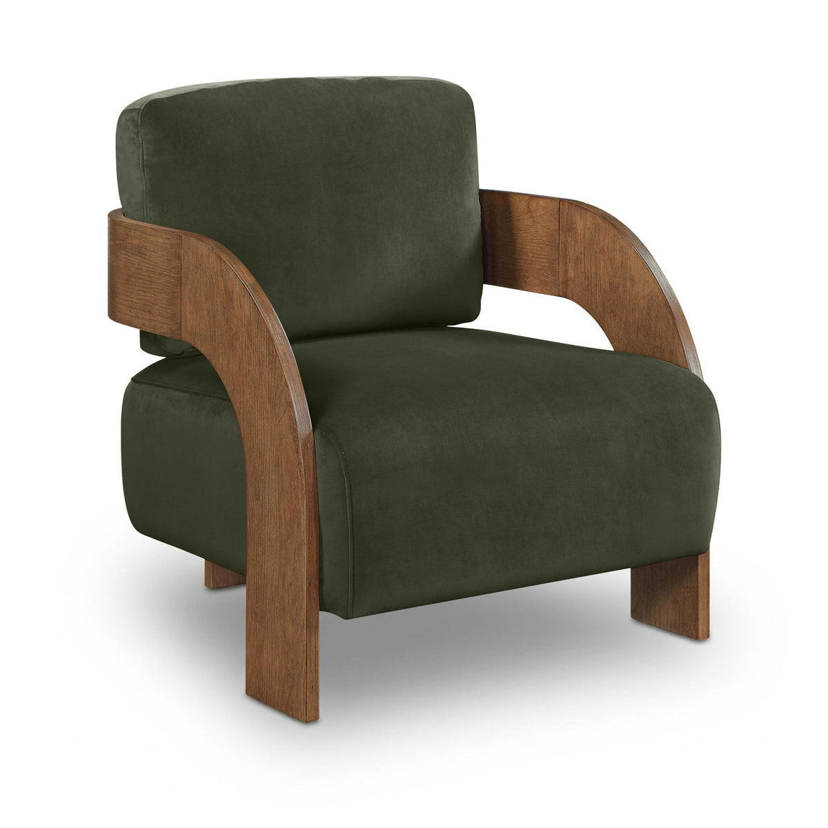 Cedra - Velvet Performance Fabric Upholstered Accent Chair - Brown Frame