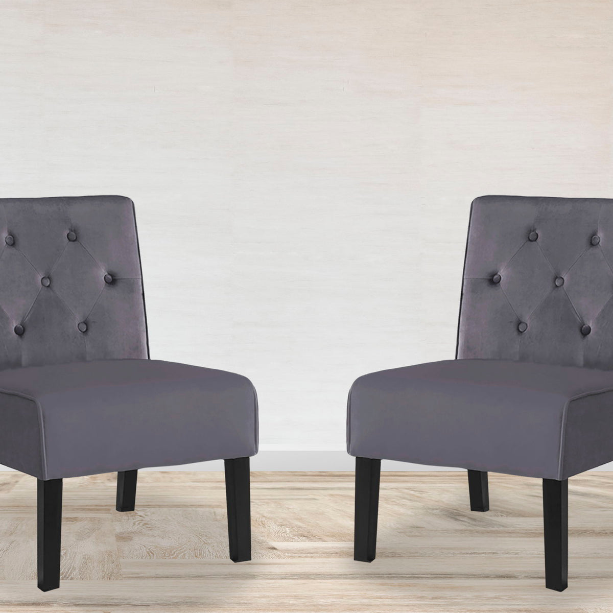 Reese - Living Room Armless Button Tufted Pattern Accent Chair (Set of 2)
