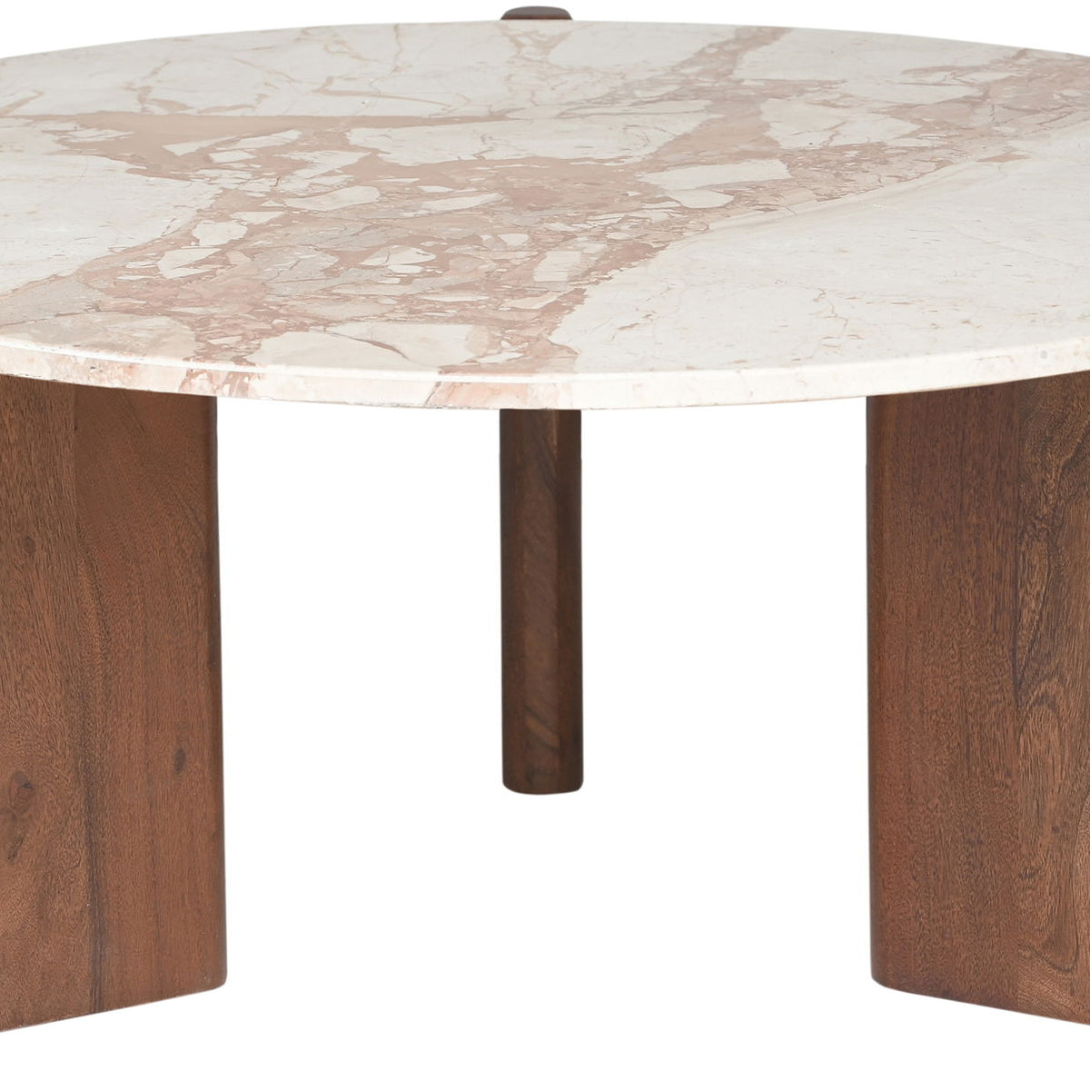 Varenna - Marble Top And Acacia Wood Base Coffee Table - Cream