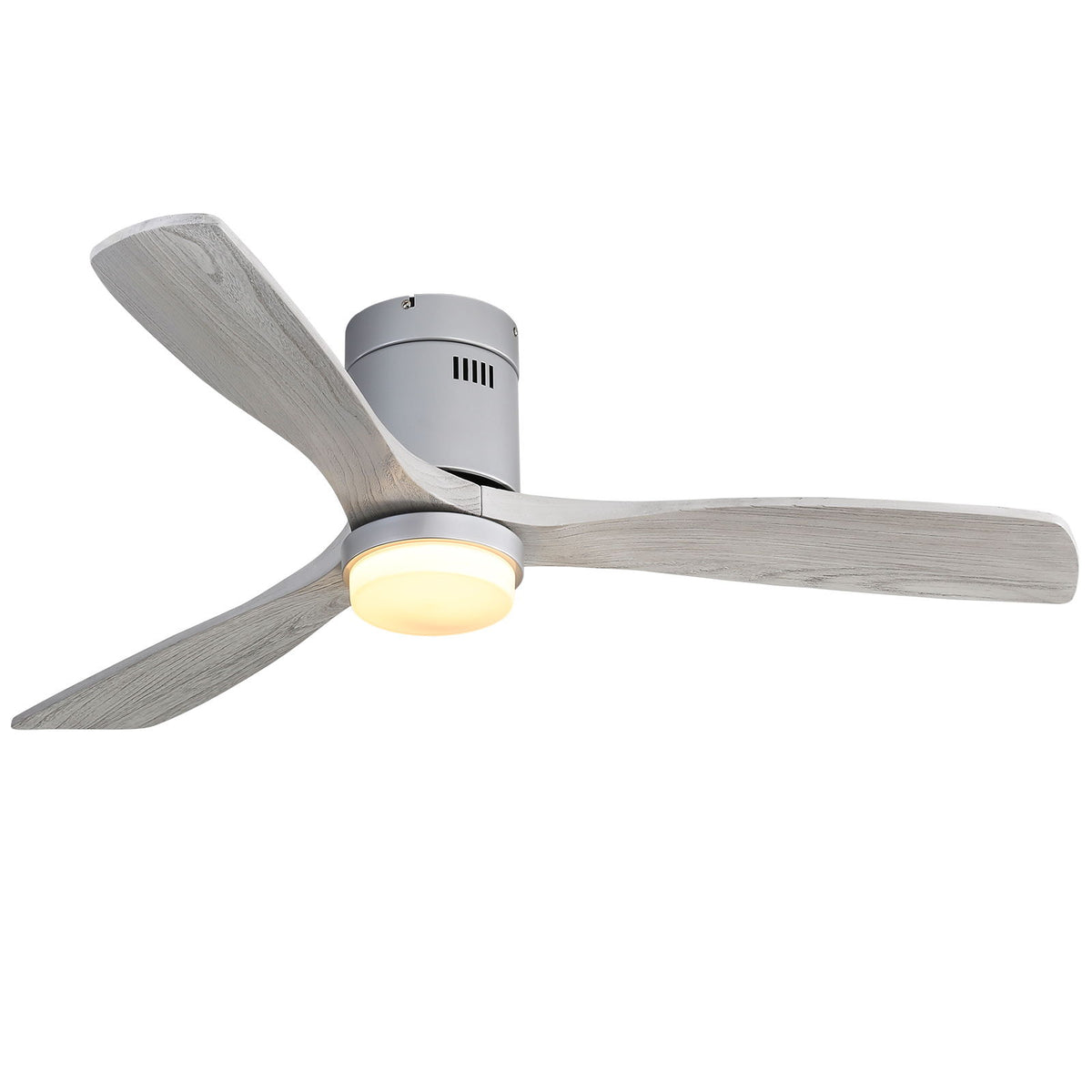 52" Ceiling Fan With LED Light, Reversible DC Motor, Remote Control - Silver
