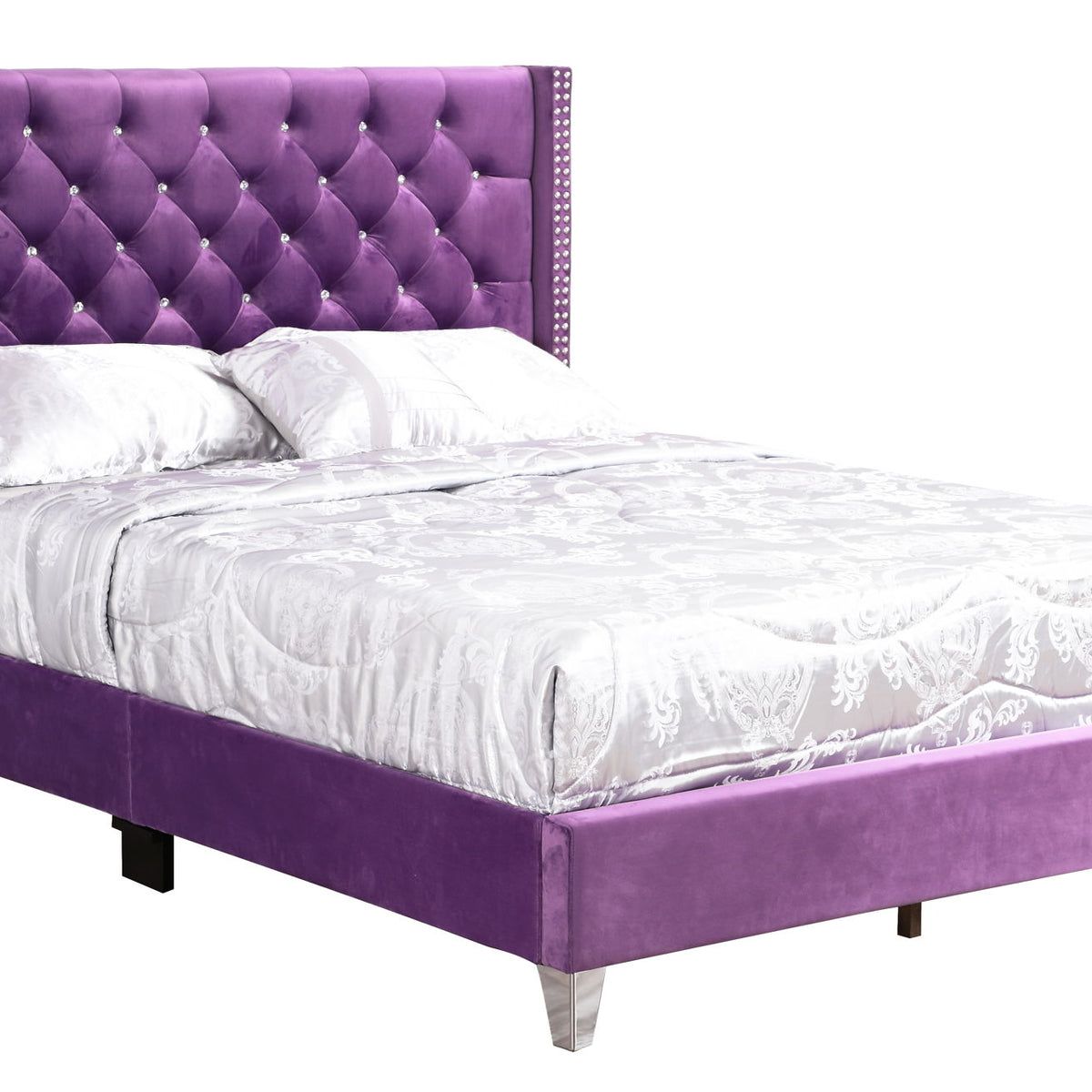 Upholstered Nailhead Trim Chic Bed