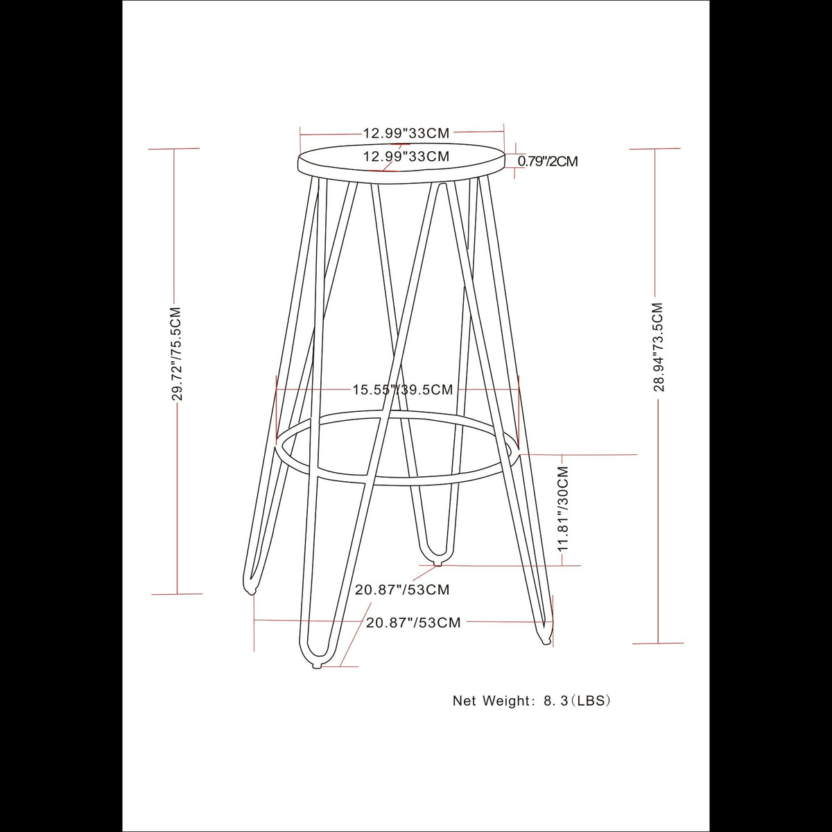 Simeon - Multifunctional Metal Stool With Wood Seat