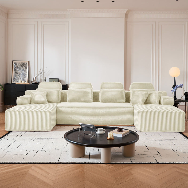 Sectional Sleeper Sofa & Storage Pockets, Modular Couch With Throw Pillows For Living Room