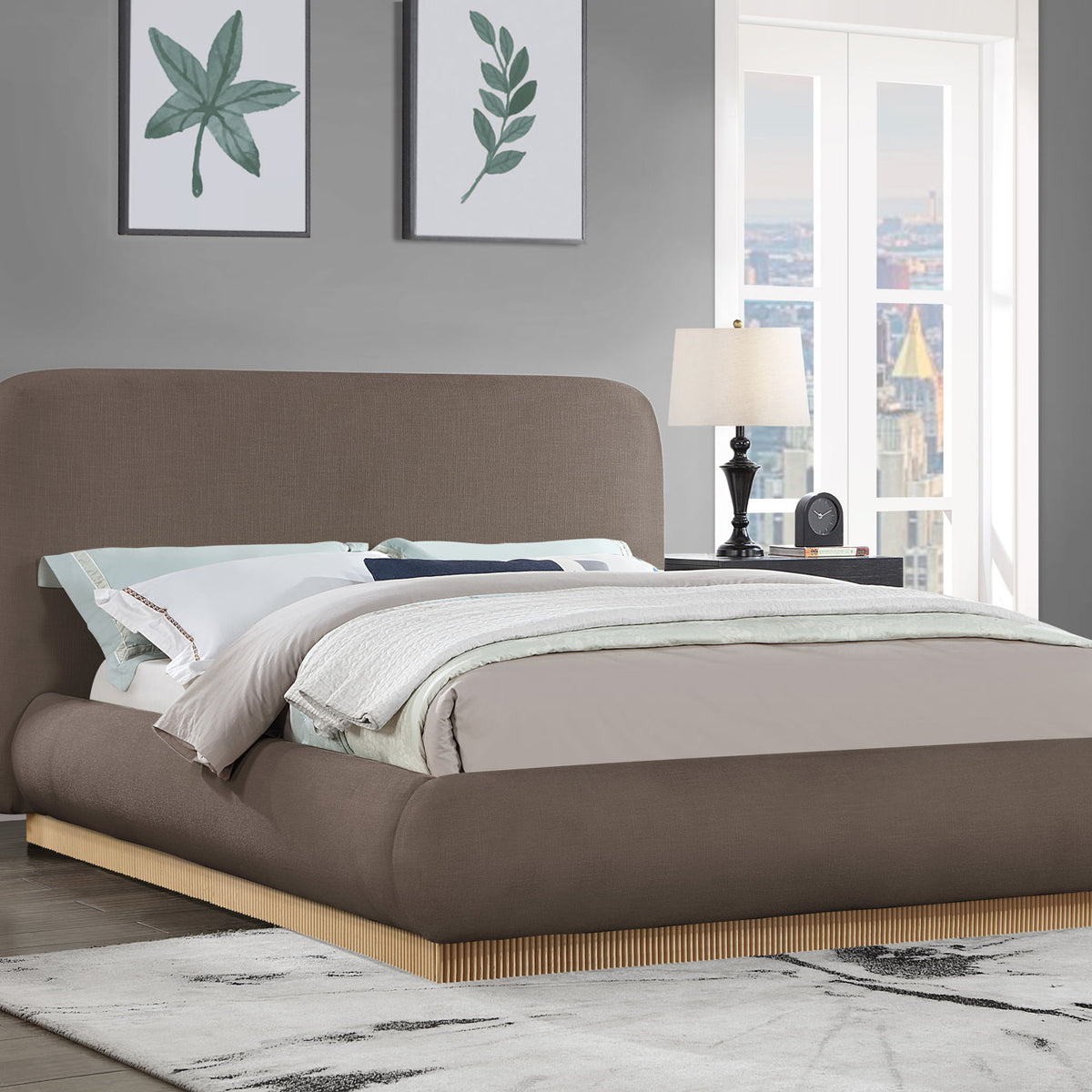 Rigby - Linen Bed With Natural Base