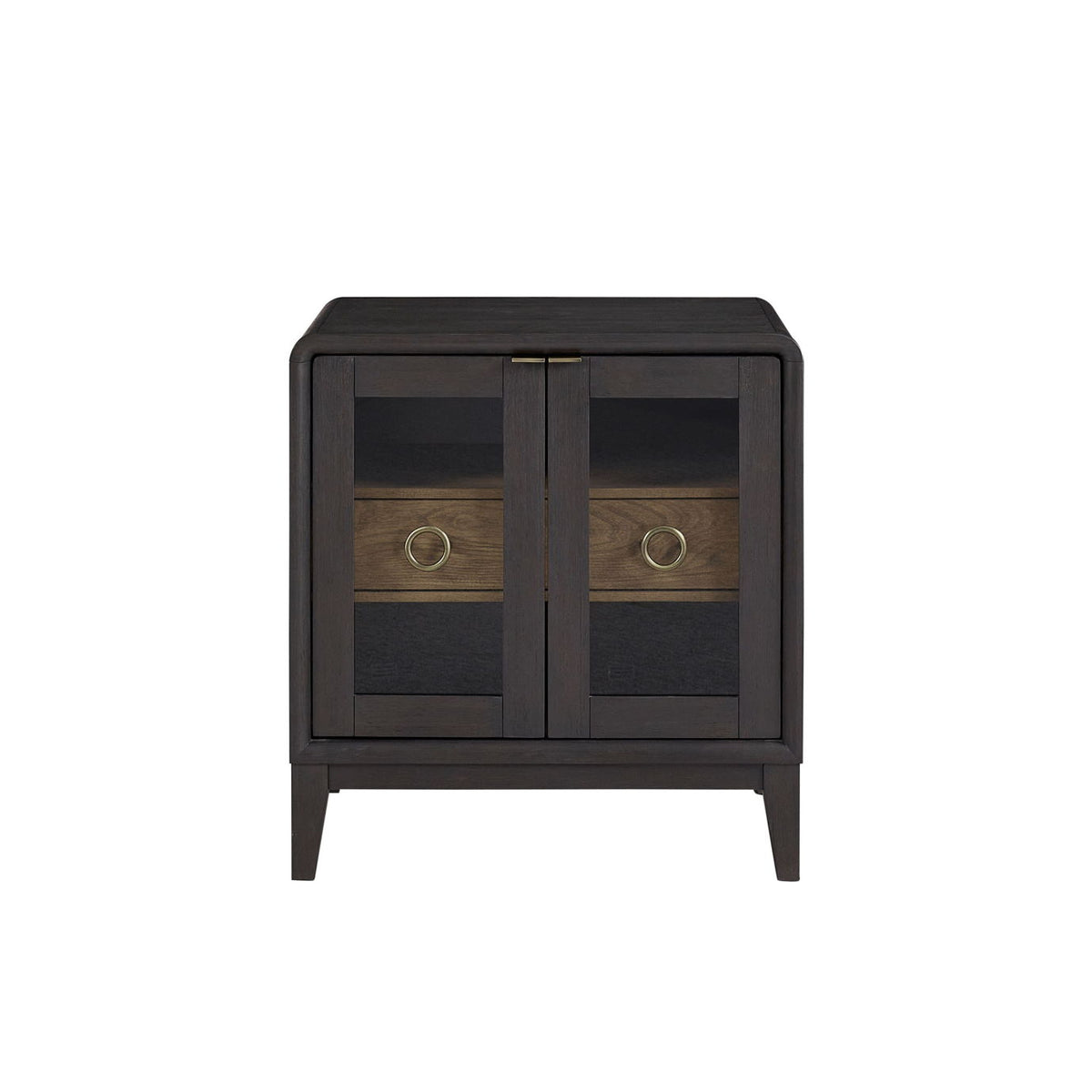 Glass Door Nightstand - Black