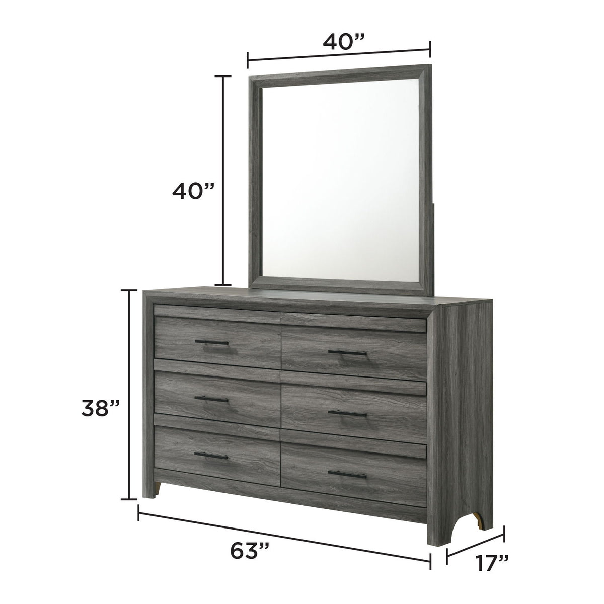 Denver - 6 Drawer Dresser - Gray
