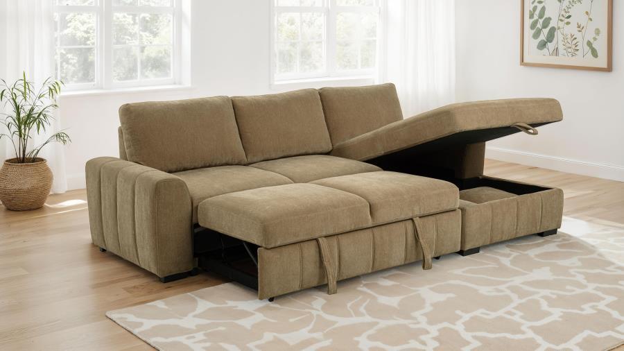 Pastrana - LAF Loveseat With 1 Piece Pillow, Box 1 of 2 - Camel