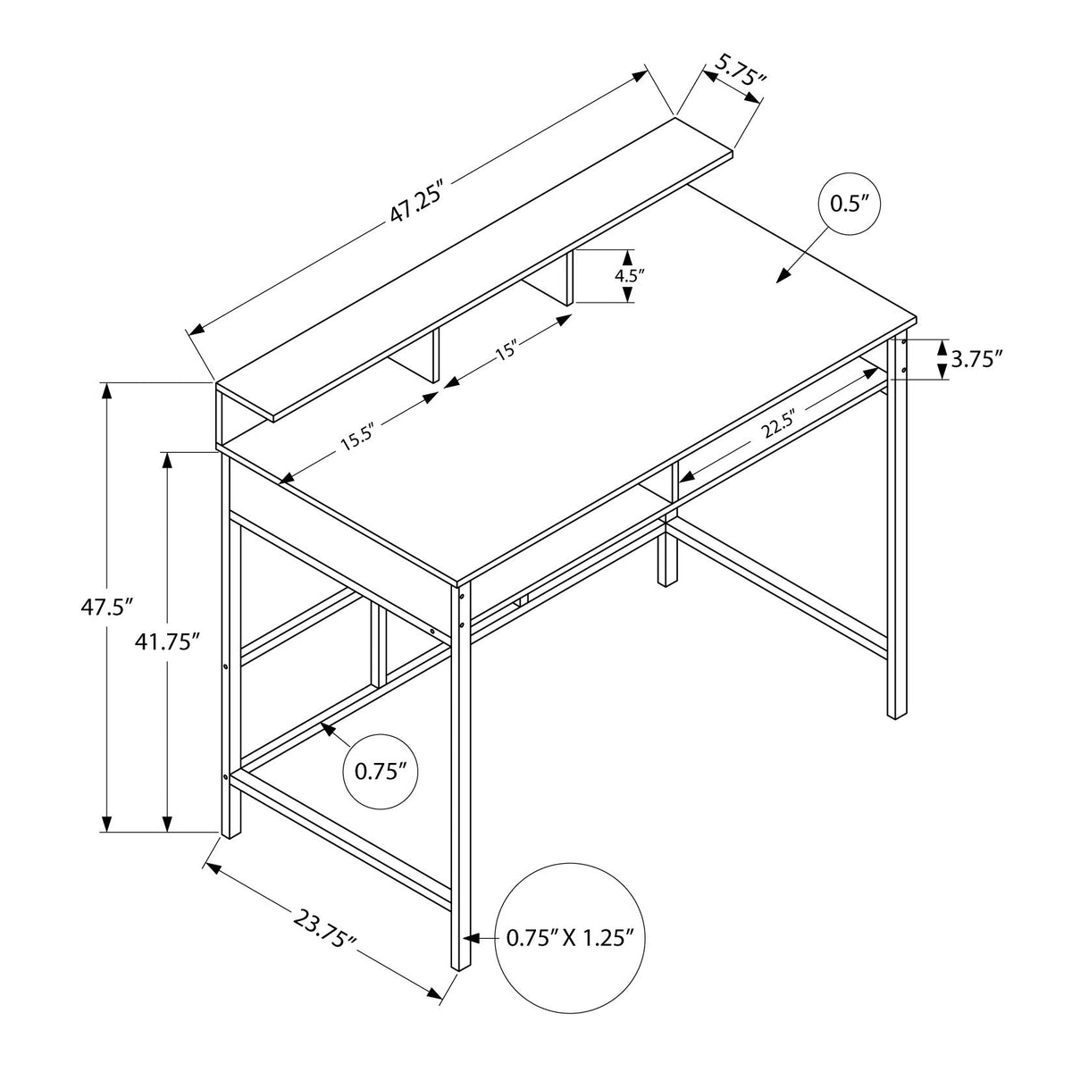 Computer Desk For Home Office, Standing, Storage Shelves, Laptop, Contemporary & Modern