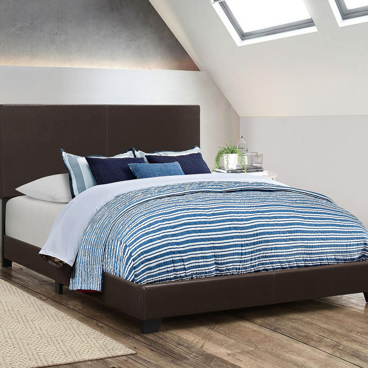 Dorian Faux Leather Upholstered California King Bed Brown