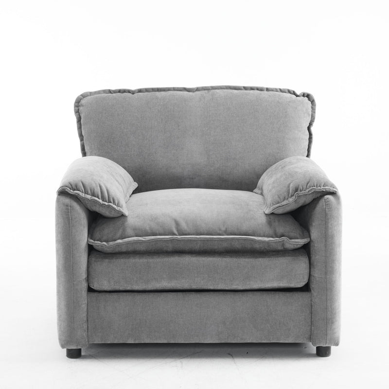 Oversized Reading Armchair With Thick Cushions, High Back Support