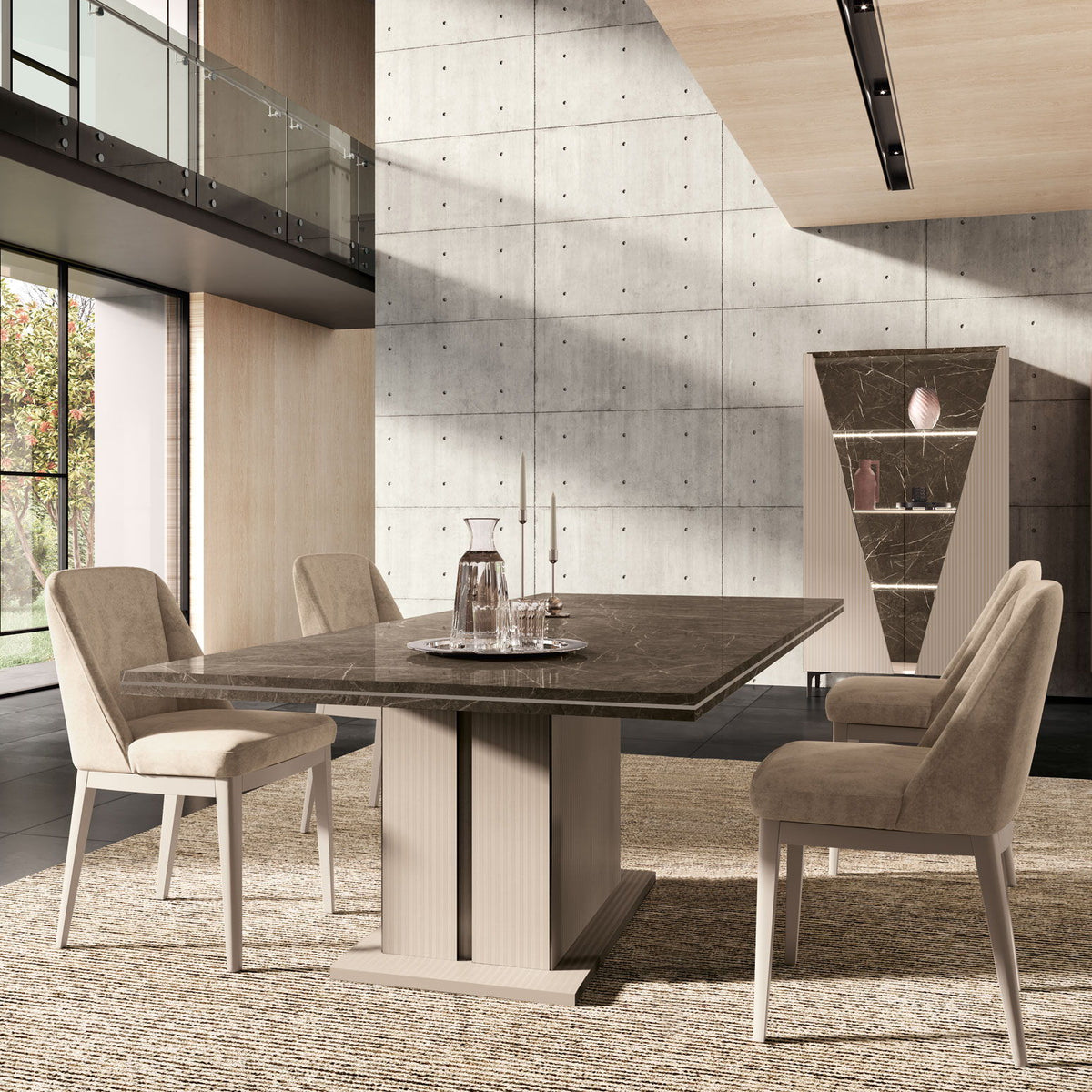 Fidia, Aris - Dining Table - Beige / Dark Brown