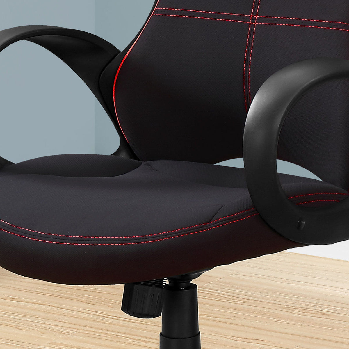 Office Chair, Gaming, Adjustable Height, Swivel, Ergonomic, Armrests, And Red, Contemporary & Modern - Black