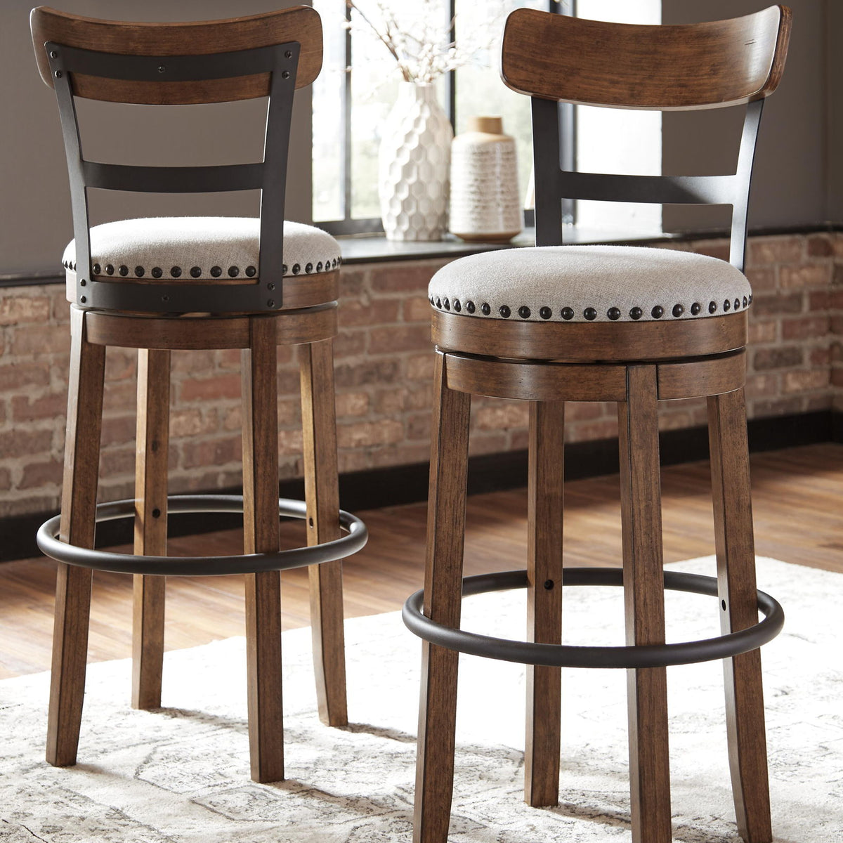 Valebeck - Tall Upholstered Swivel Barstool