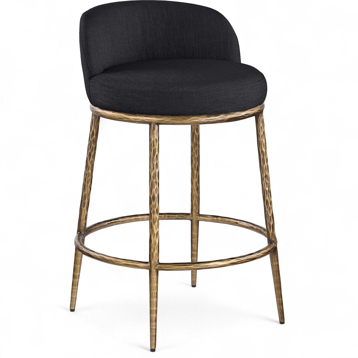 Ferro - Upholstered Counter Stool With Brushed Gold Base