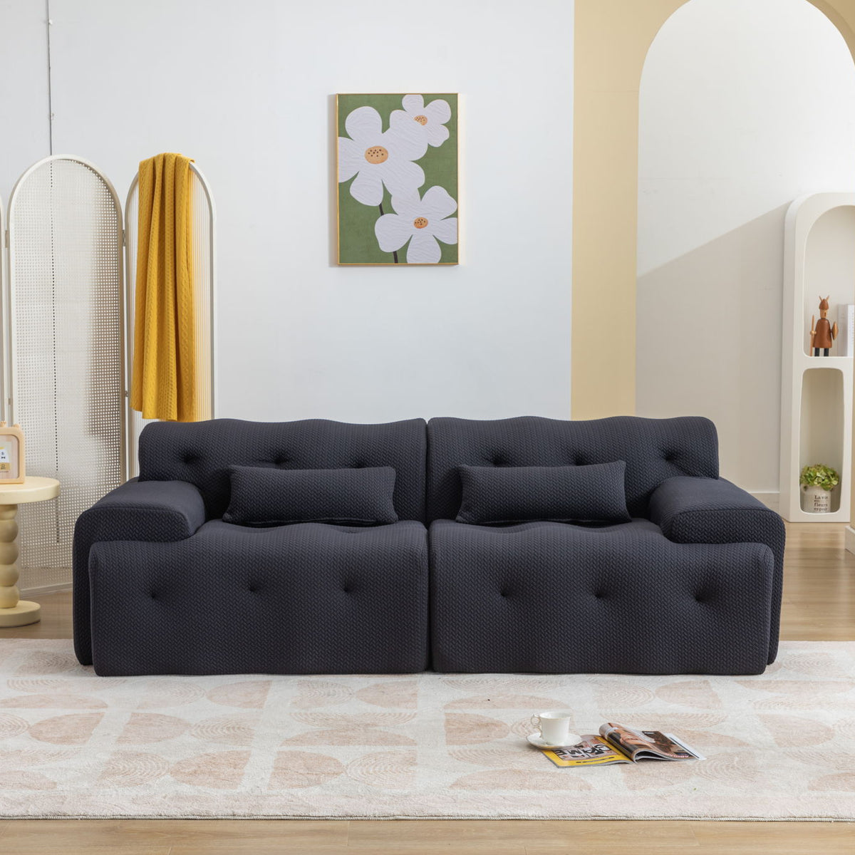Large Size 2 Seater Sofa, Pure Foam Comfy Sofa Couch, Modern Lounge Sofa For Living Room, Apartment