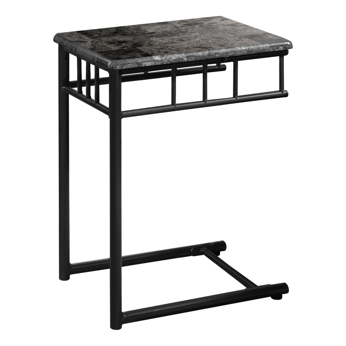 C-Shaped Accent Table Marble Look For Living Room