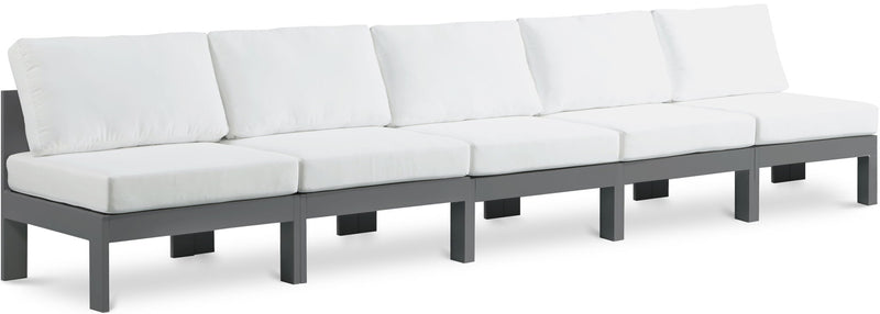 Nizuc - Outdoor Patio 5 Seat Modular Armless Sofa With Gray Frame