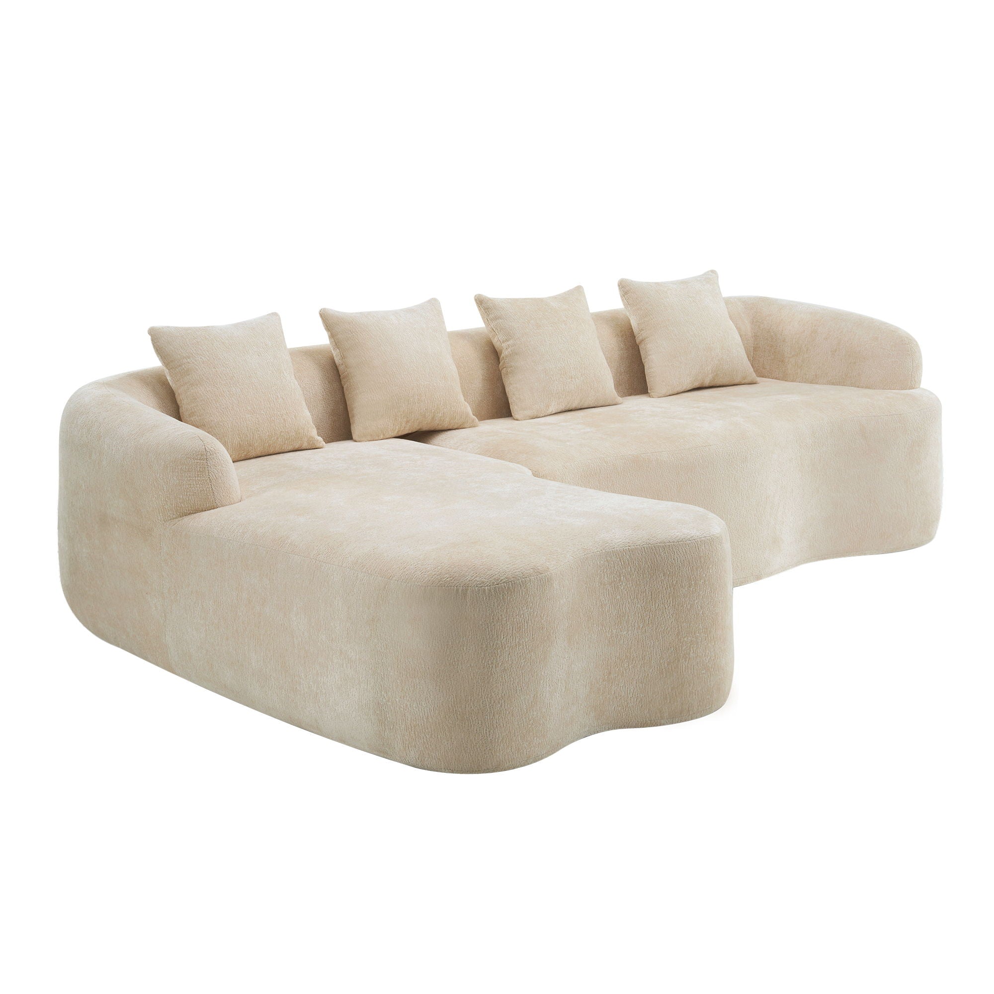 Modular L-Shape Sectional Sofa With Curved Chaise