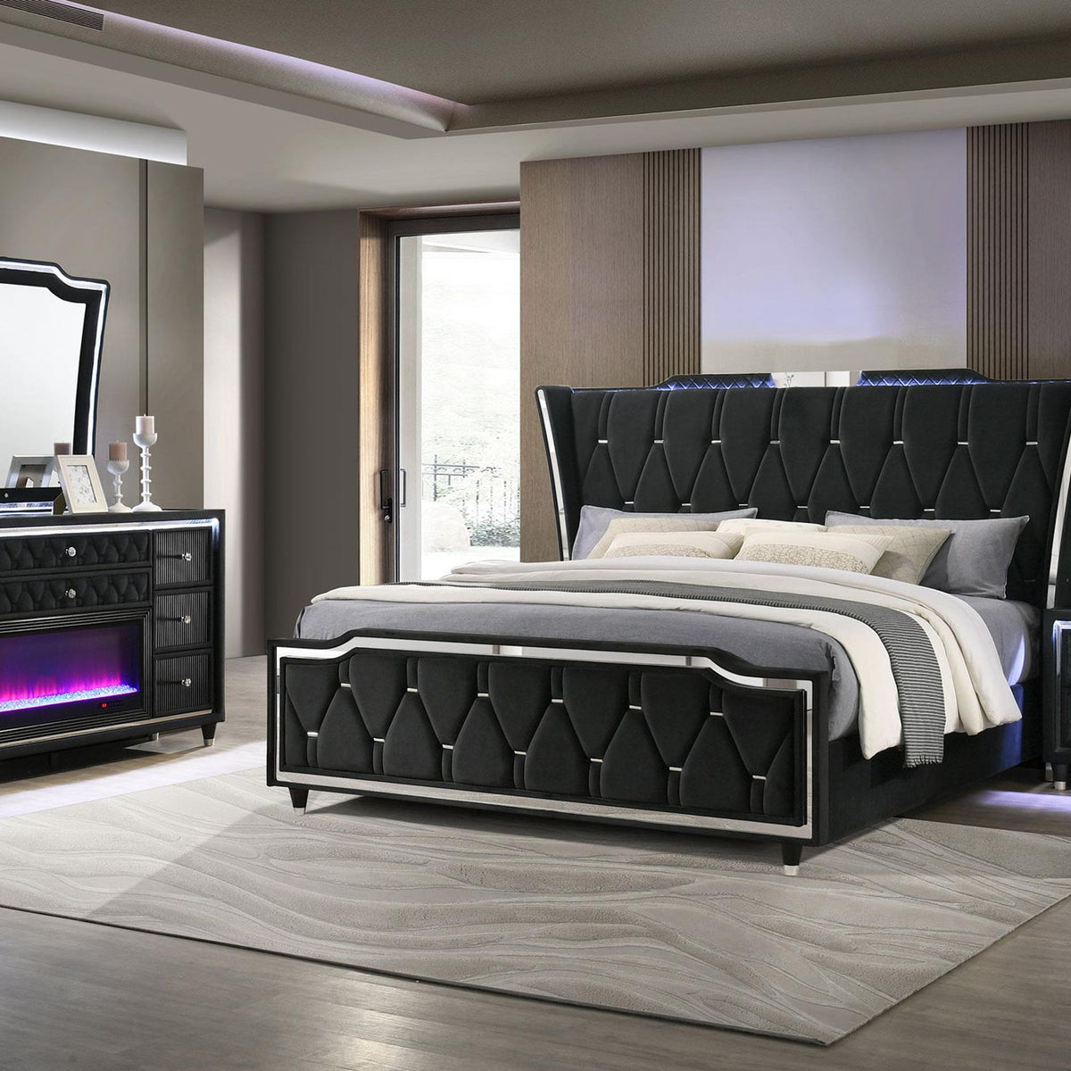 Lorient 4-piece Eastern King Bedroom Set Black