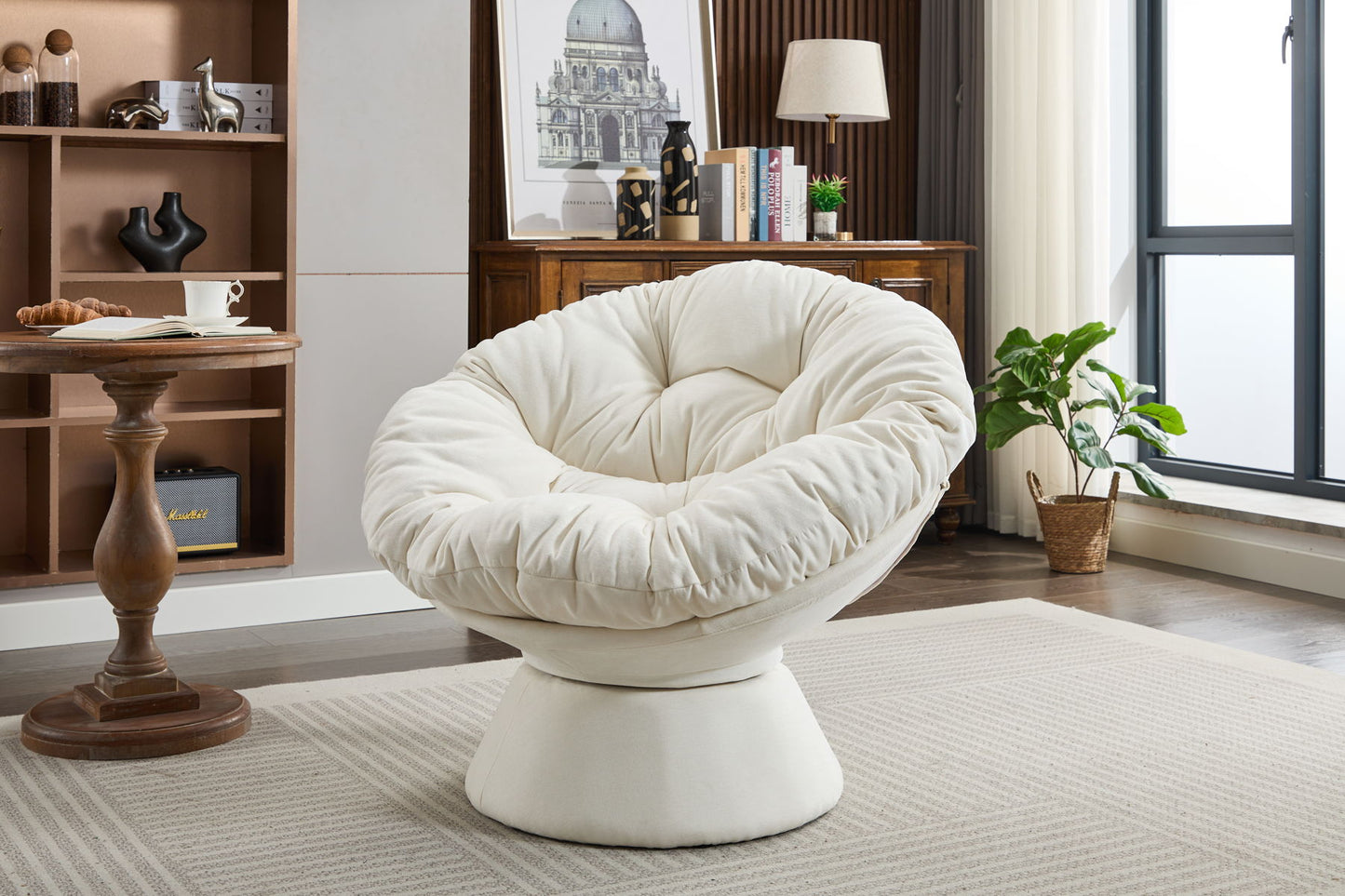 Oversized Swivel Accent Chair, 360 Swivel Barrel Chair, Papasan Chair For Living Room Bedroom