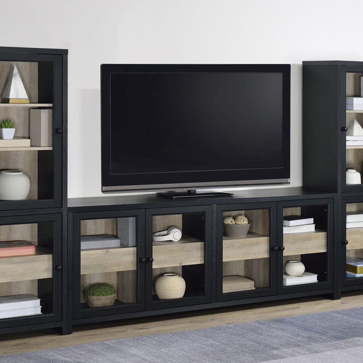 Denison 3-piece Entertainment Center 79-inch TV Stand Black