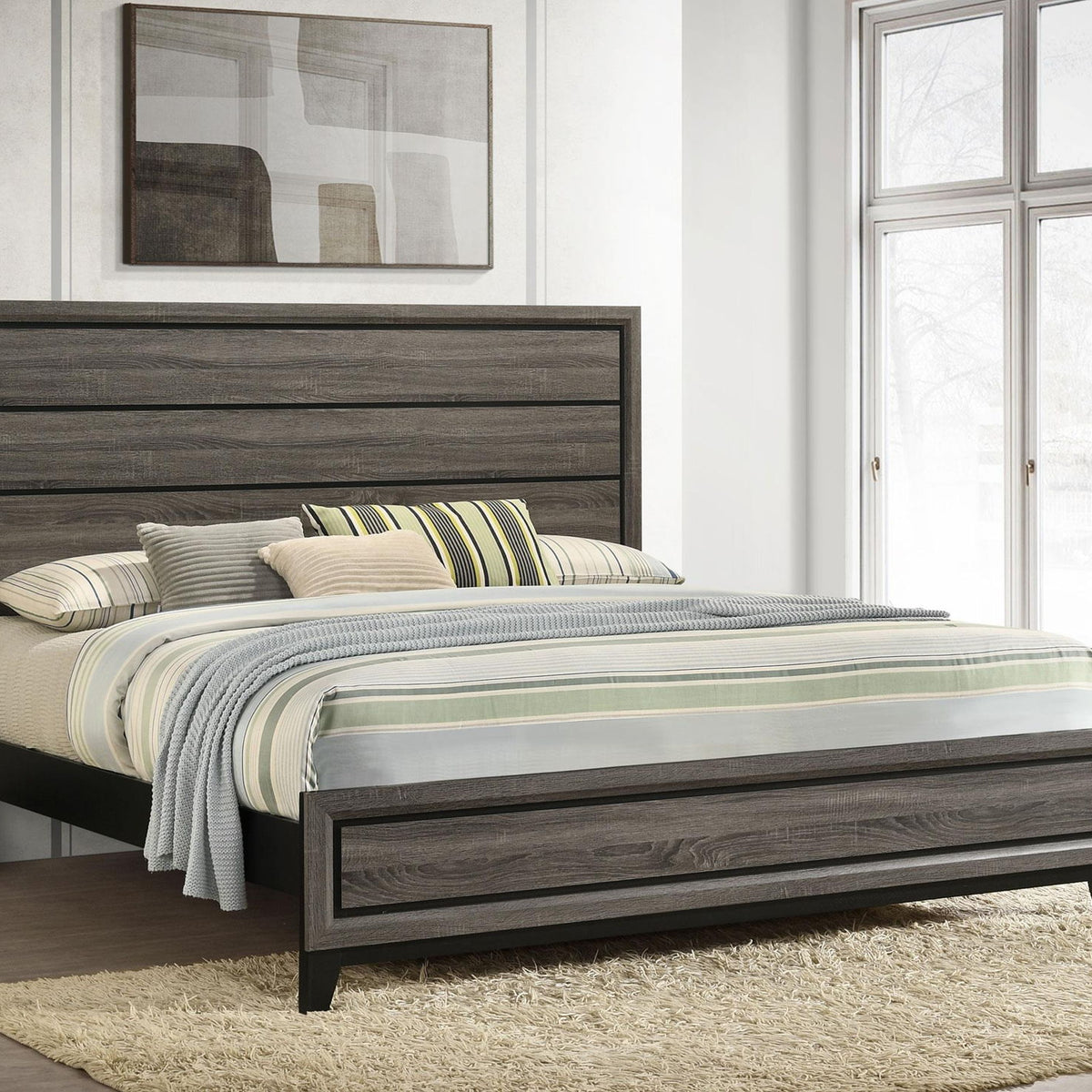 Watson Wood Eastern King Panel Bed Grey Oak