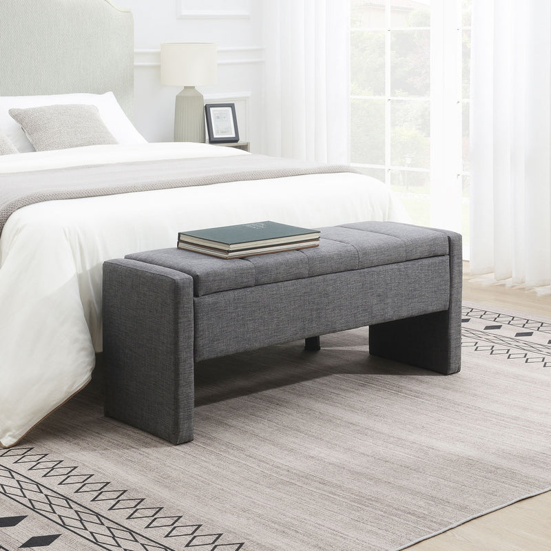 Modern Upholstered Large Bed End Bench With Storage