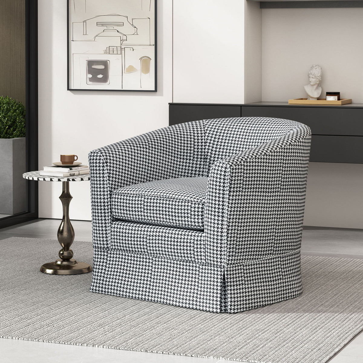 Zeniqua - Upholstered Velvet Swivel Chair With Loose Cover