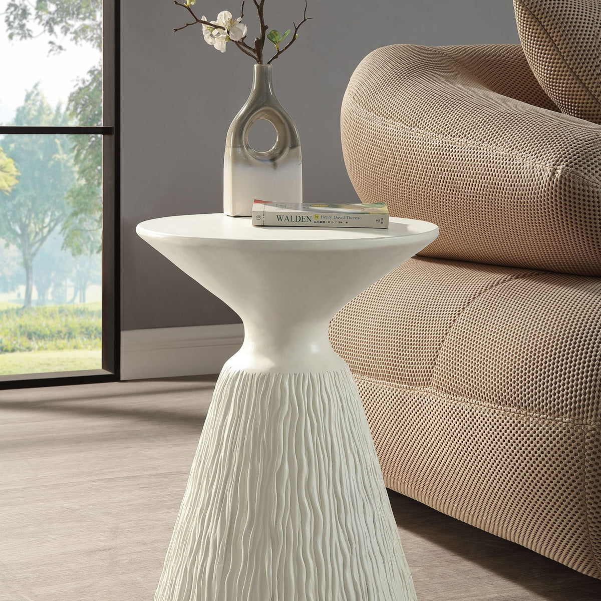 Duane - Fiber Concrete Accent Table - White