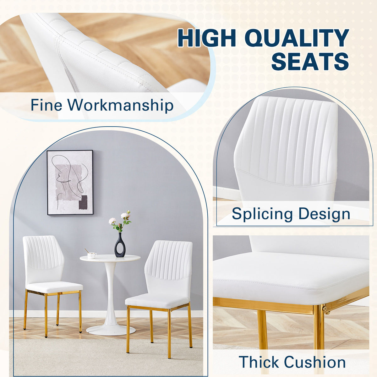 Luxury Simple Chair With Metal Gold Leg