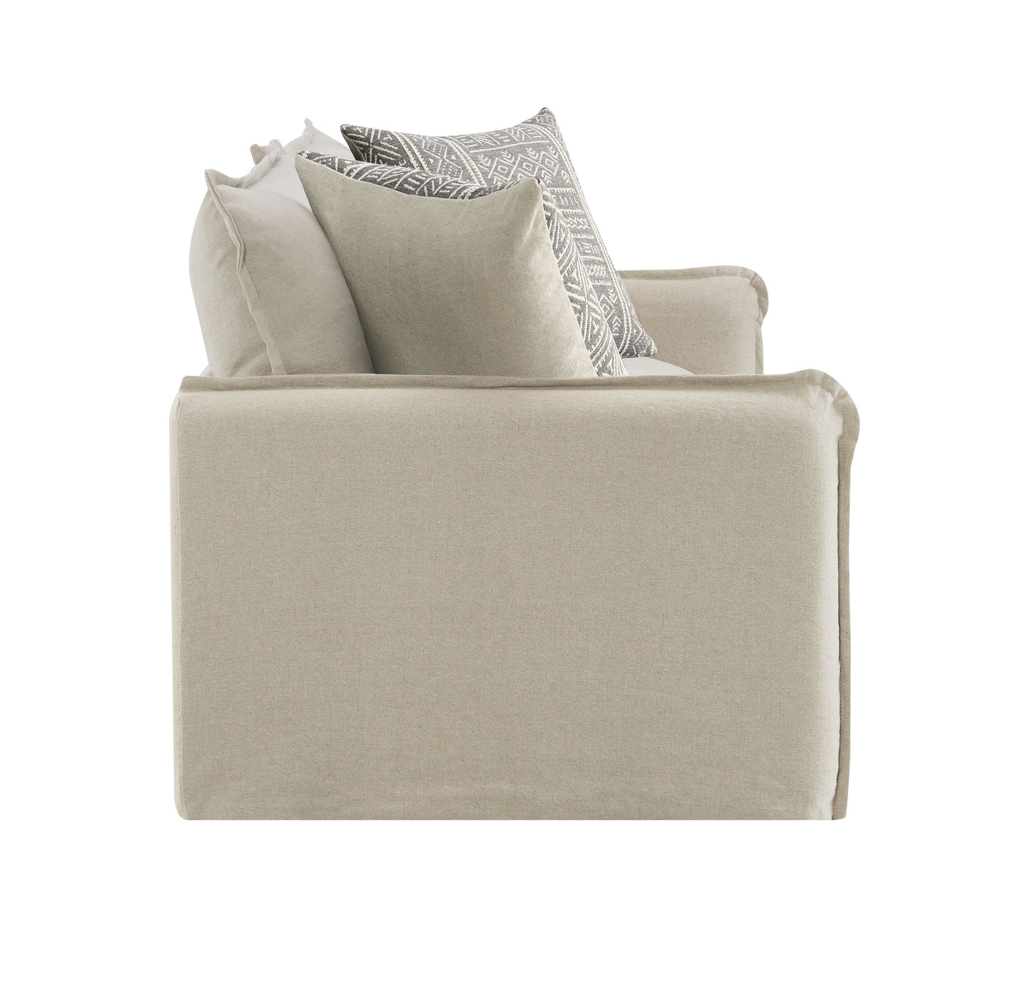 Upendo - Pattern Linen Sofa With 2 Toss Pillows - Beige