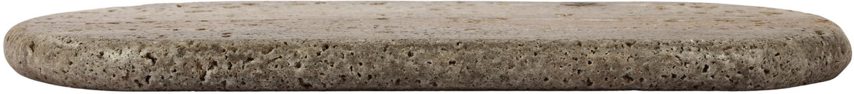 Genuine marble tray, round gray speckled stone top