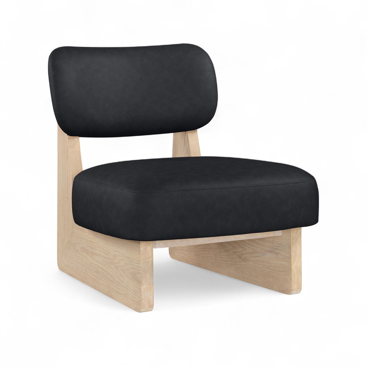 Vetra - Vegan Leather Upholstered Accent Chair With Natural Base