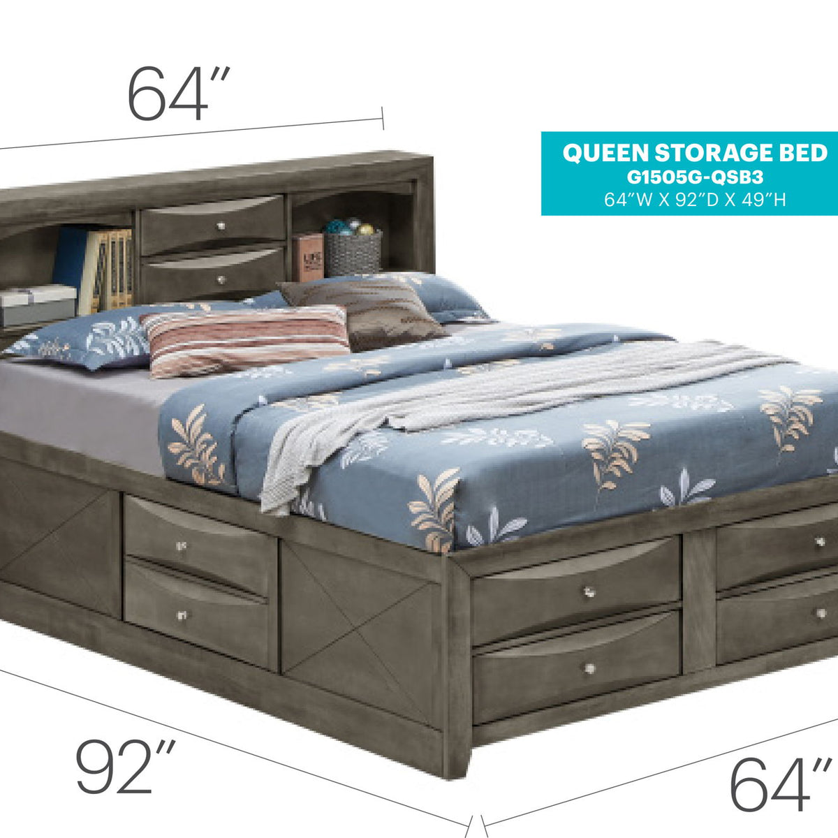Marilla - Storage Bed With Bookcase Headboard