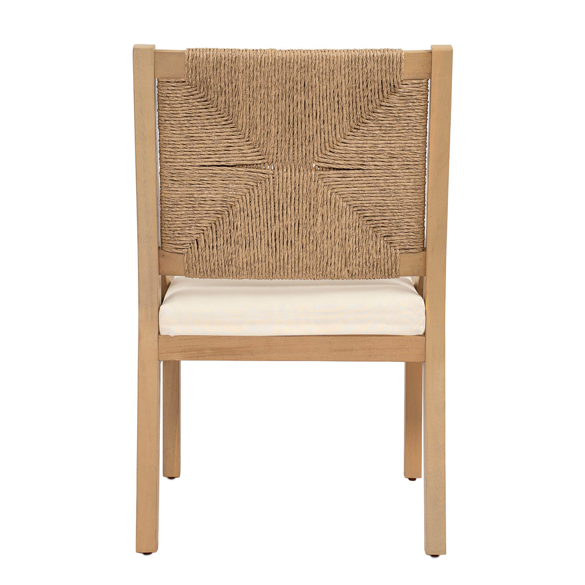 Armless Dining Side Chair, Indoor Outdoor (Set of 2) - Cream / Light Teak / Natural