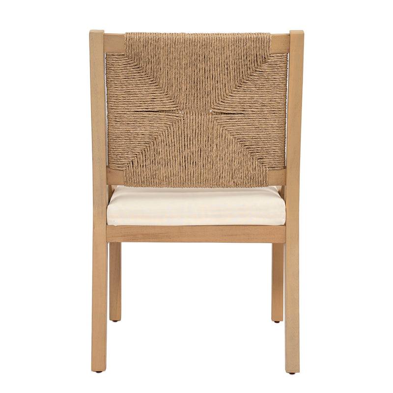 Armless Dining Side Chair, Indoor Outdoor (Set of 2) - Cream / Light Teak / Natural