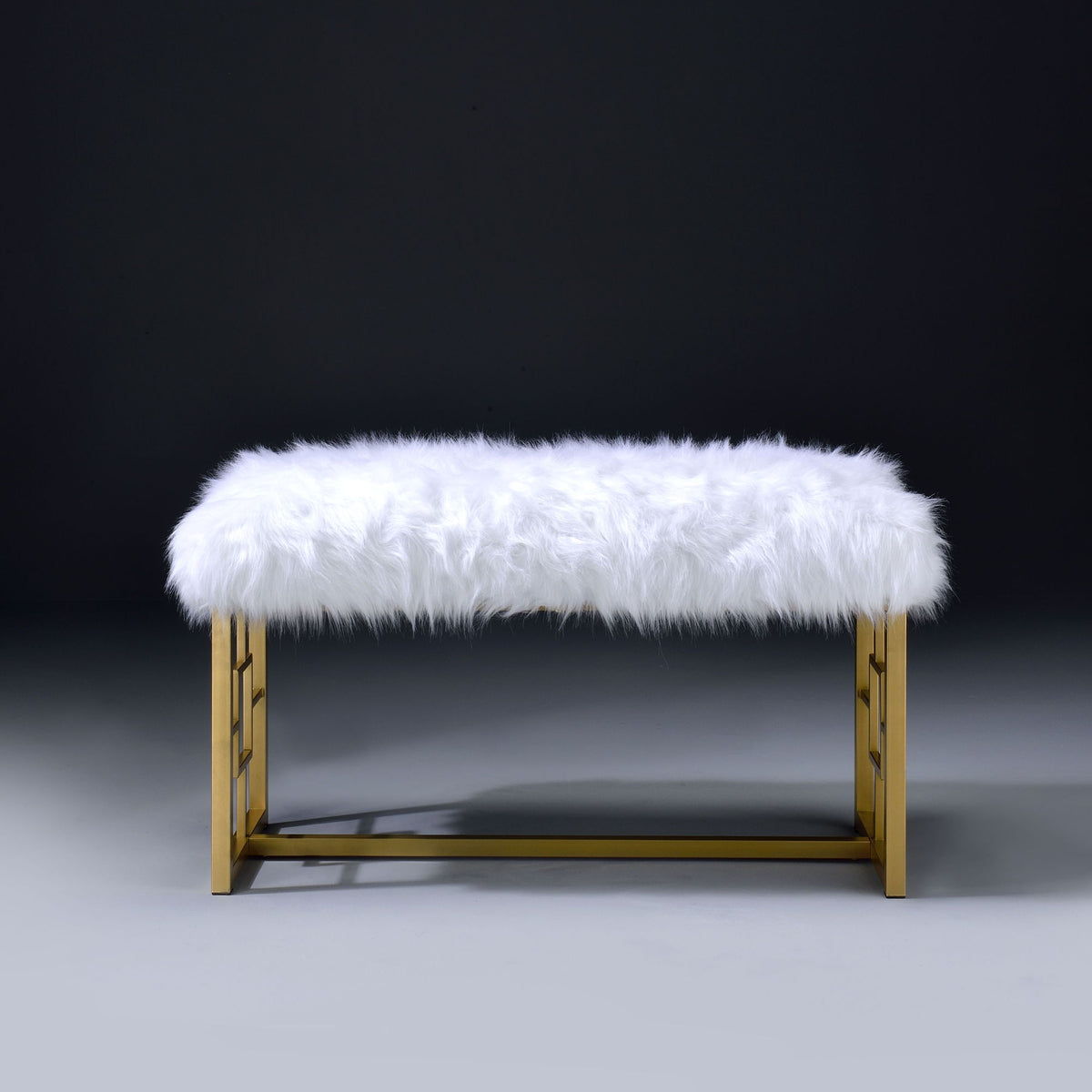 Bagley II - Bench Faux Fur - White / Gold