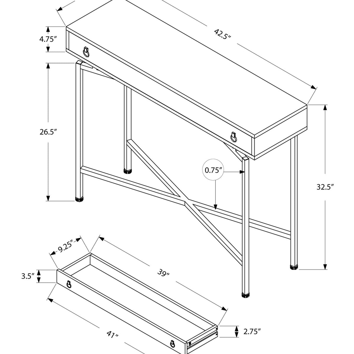 Accent Console Table For Entryway, Functional Storage Drawer