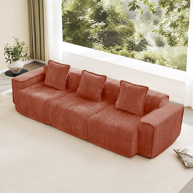 3-Seater Modern Velvet Sofa - Red Velvet