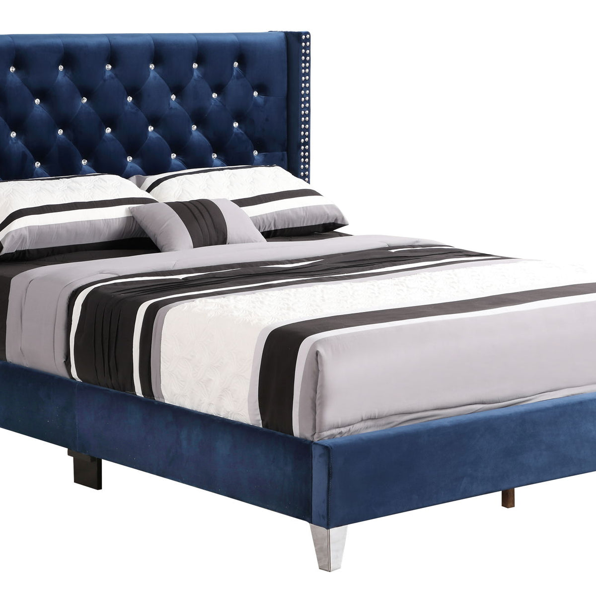 Upholstered Nailhead Trim Chic Bed