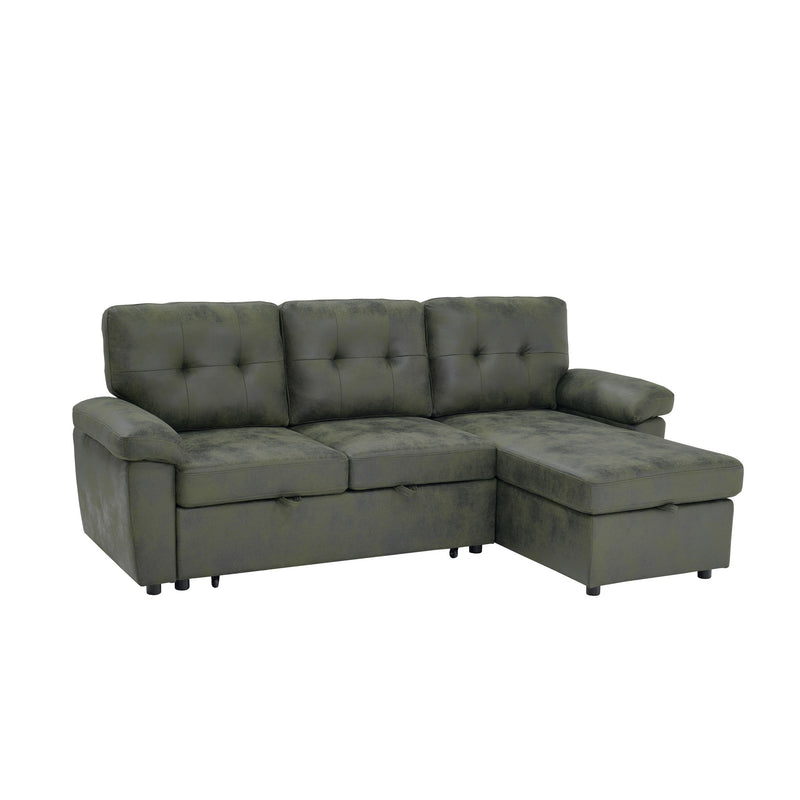 Convertible L - Sectional Sofa Bed With Storage Chaise And Padded Armrests