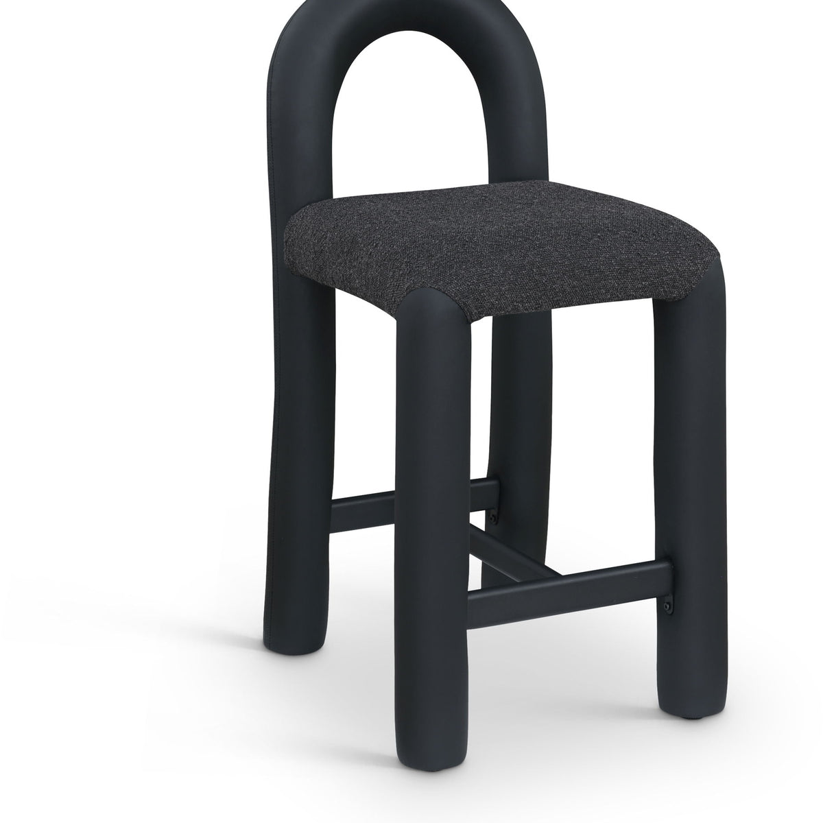 Amari - Vegan Leather and Boucle Fabric Stool