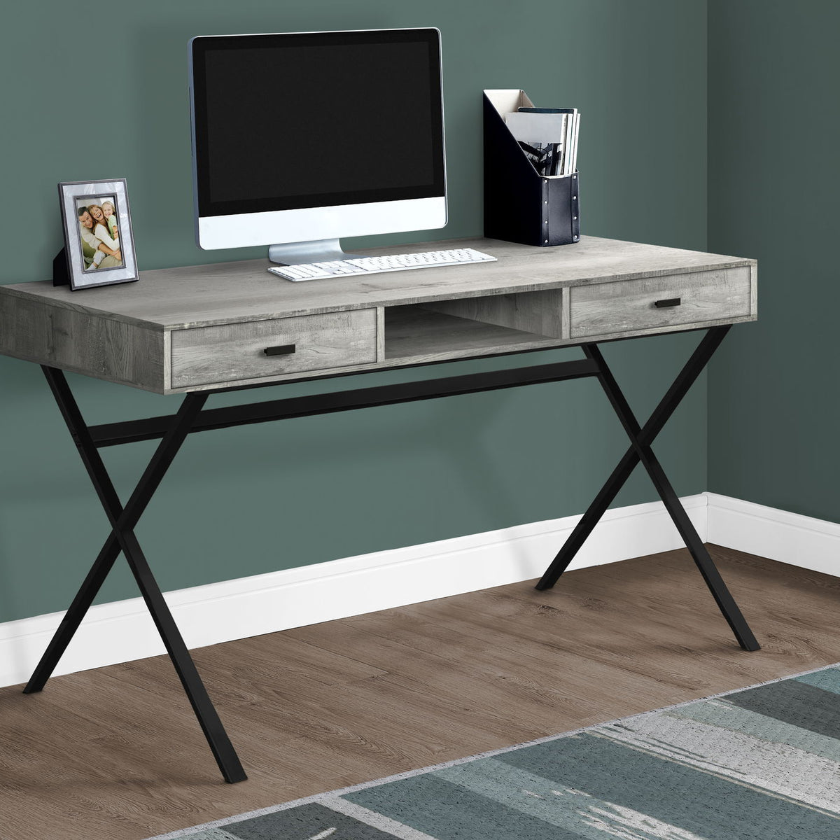 Computer Desk For Home Office, Laptop, Storage Drawers, Glossy Contemporary & Modern